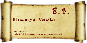 Biswanger Veszta névjegykártya